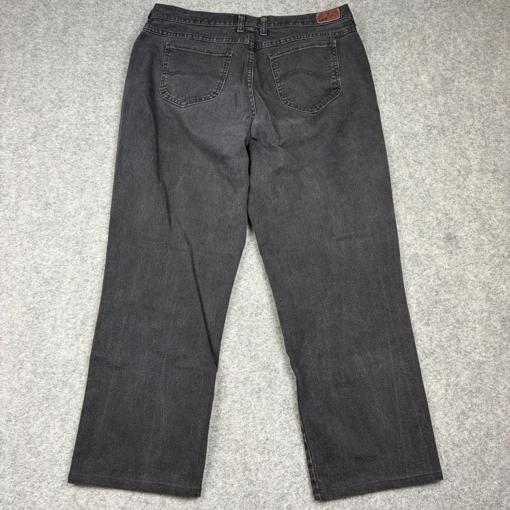 Lee Relaxed Straight Leg Jeans Women 16 Medium Black Denim High Rise Y2K Outdoor - Picture 8 of 14